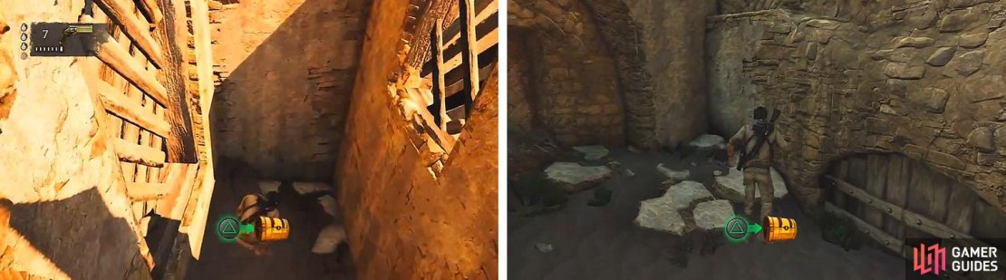 There&rsquo;s a tresaure in the alcove (left) and another below the balcony (right).