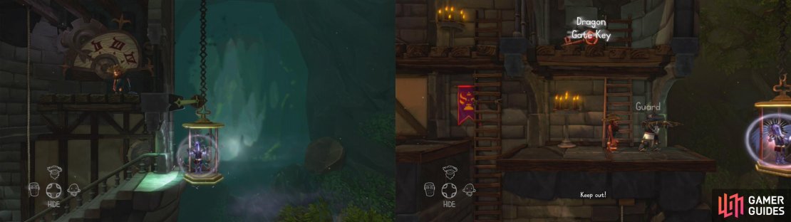 Use the knight&rsquo;s special ability on the lift and have an ally lower him to distract the guard.