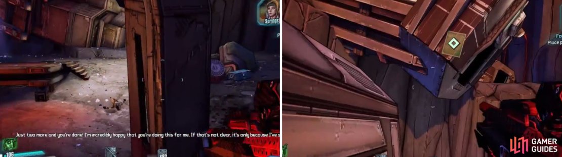 If you stand on the thin ledge (left), you&rsquo;ll be able to reach the poster above you, as well as the one pictured on the right.
