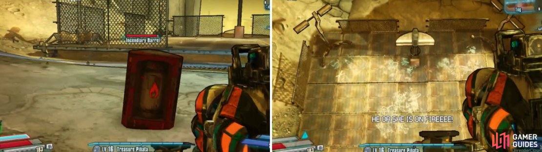 The optional objective is completed as long as you&rsquo;re on fire when you use the jump pad and there&rsquo;s a few barrels around to help with that.