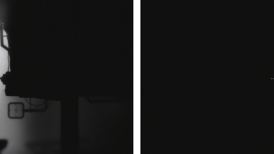 Jump to the lever and you’ll drop to the mine cart (left). Ride it through the dark and jump the saw from the platform in the dark (right).