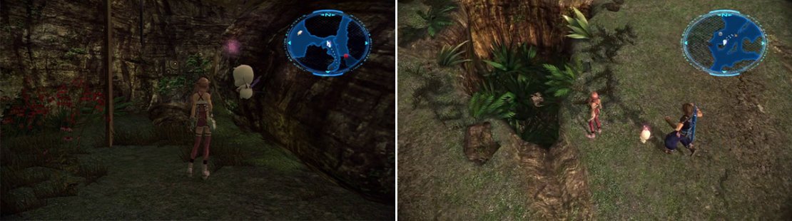 Location of the Ivory Crystal (left). Location of the Emerald Crystal (right).