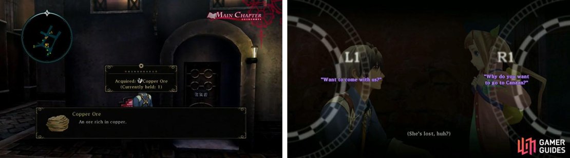 Grab the ore in the corner before you head for the Marketplace district for a scene.