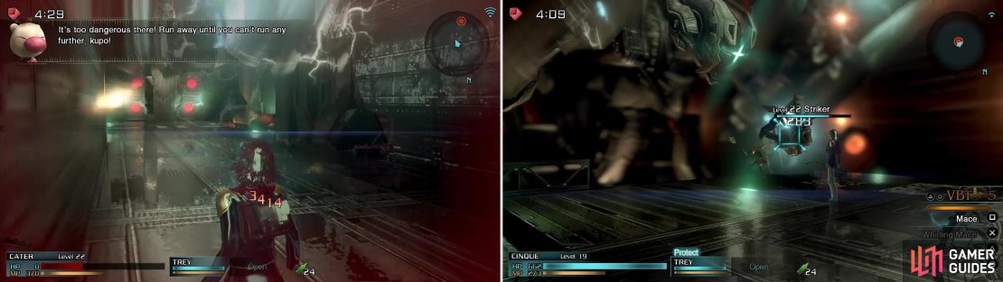 Look out for Moglin&rsquo;s orders or you will pay a heavy price (left). When the Strikers appear (right) hit them back at Brionac to do some damage.