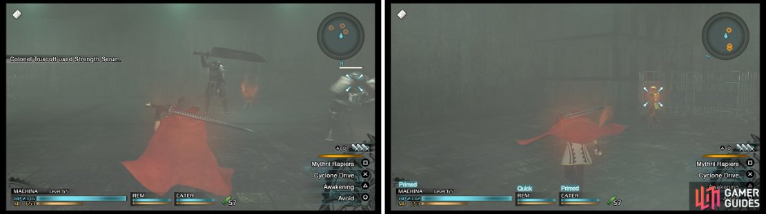 It might be best to go after the enemy commander (right) first, so you can concentrate on the Freaks (left).