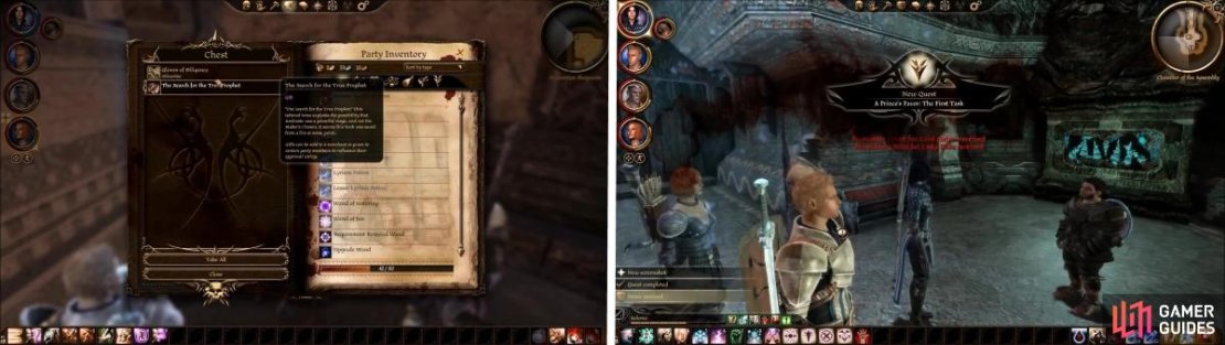 Unlock the chest in the Shaperate for some good items. Speak to Vartag to begin Bhelen&rsquo;s side quest upon leaving the Assembly.