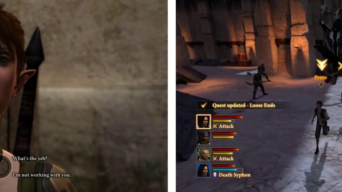 Athenril (left) wants you to track down and deal with Pryce (right).