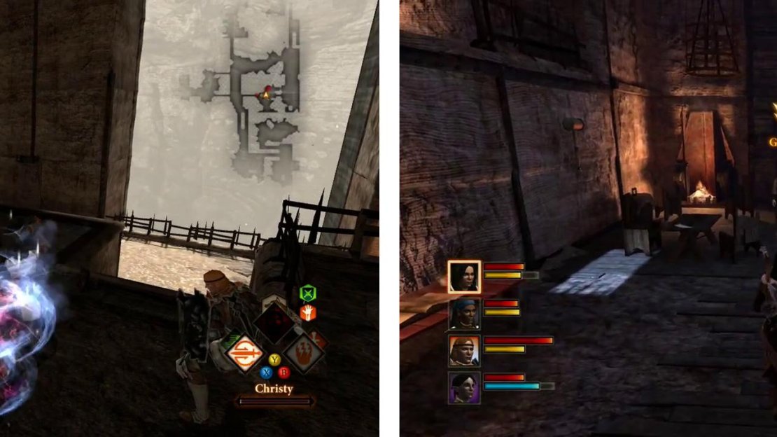 Defeat Mekel and co. (left) and then return to Gamlen (right).