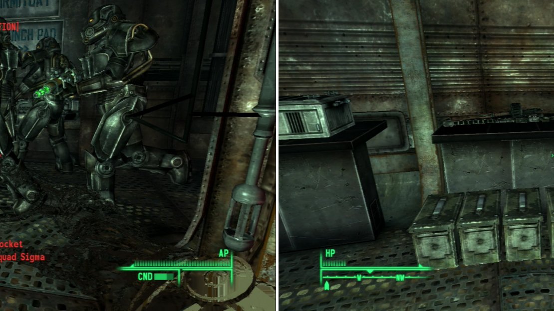 Sigma Squad will arrive to thwart your progress (left). Loot the armor for an assortment of welcome treasure (right).