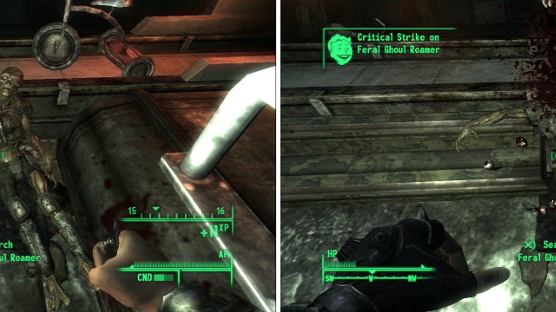 While they appear like ordinary Ghouls (left), fallen foes in the Red Racer Factory tend to lose their heads (right). It certainly bears investigating further.