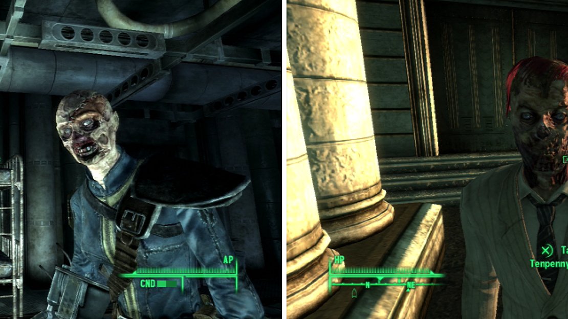 The Ghoul Mask might be a useful (if hideous) bit of headgear (left) but if you help Roy, the future residents of Tenpenny Tower will be somewhat more Ghoulish (right).