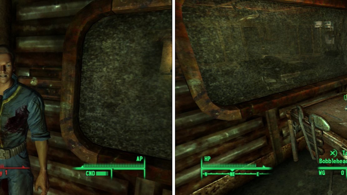 The first Gary (or the first clone of Gary?) lurks at the bottom of Vault 108 (left), as does the Bobblehead - Charisma (right).