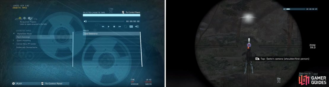 Playing Paz&rsquo;s humming on loop with the speaker on (left) allows you to walk up the soldiers and they will surrender. Otherwise, they will run (right).