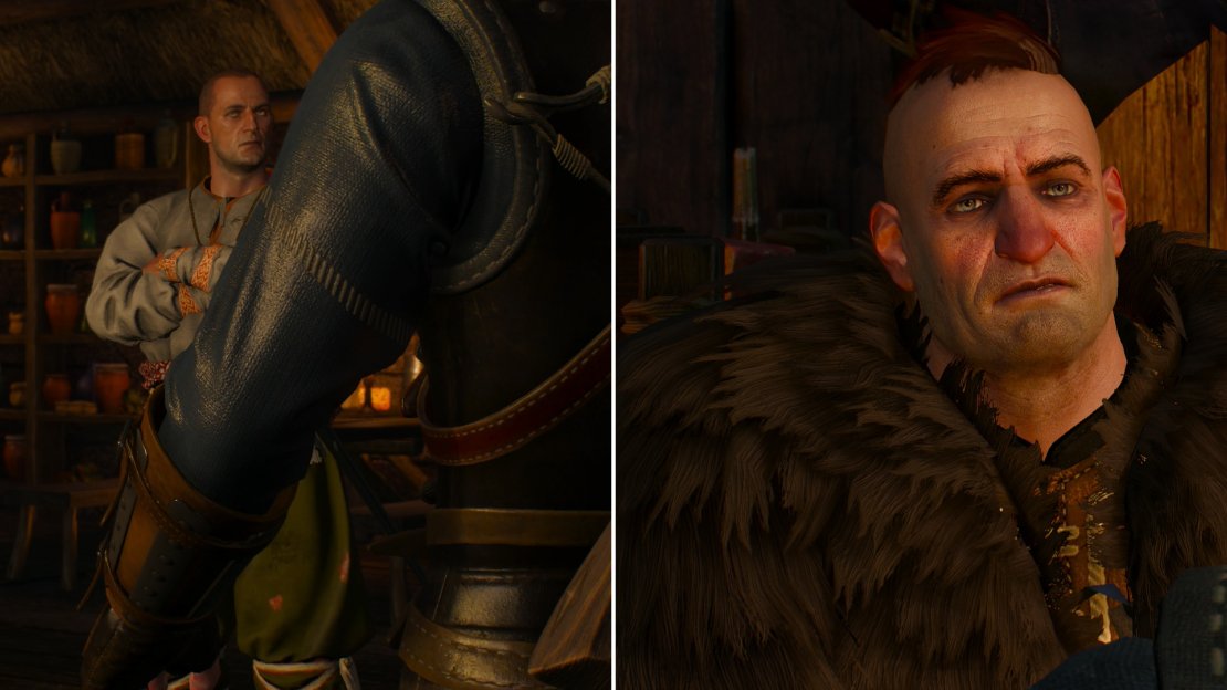 Not all Skelligers are friendly… well, most aren’t, really, but some are even more unfriendly than others (left). A voice of reason in the form of a Skelliger named Jorund can be found, however (right).