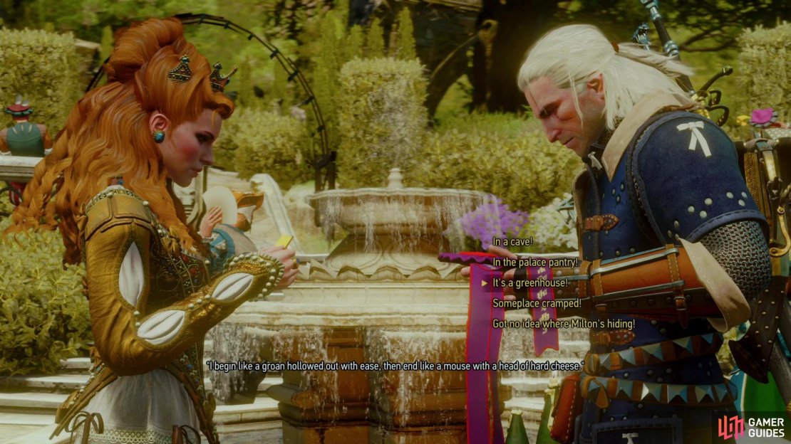 Solve the riddle by picking the dialog options “It’s a greenhouse!” to prove you possess the virtue of Wisdom.