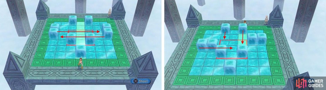 Stage 11: Push the blocks across to group them before you deal with the remaining blocks.
