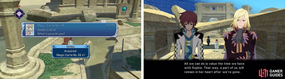 Get the Magic Carta by the valkines and then head toward the exit for a skit about Sophie.