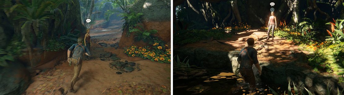 Left: So&hellip; have you been here long? / Right: Did ah, Sully fill you in