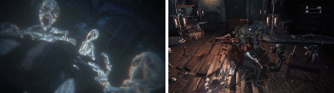 After creating a character you can head downstairs to meet the first enemy in Bloodborne.