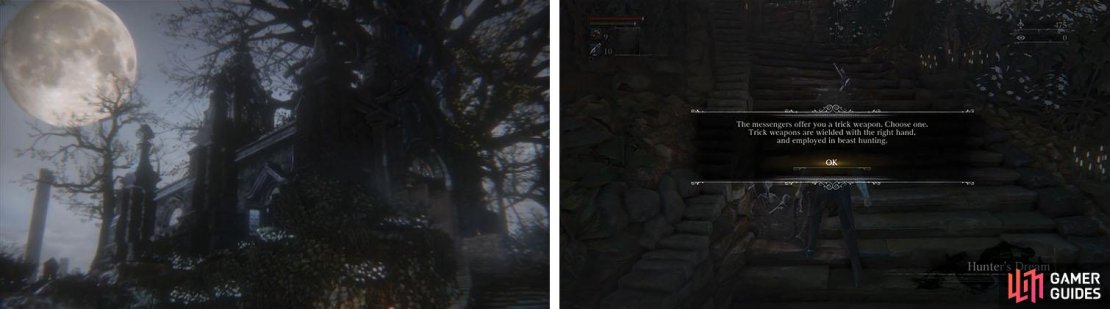 After arriving in the Hunter&rsquo;s Dream make sure to pick up your starter weapons.