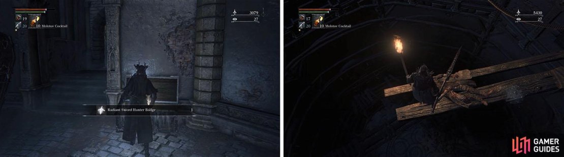 After grabbing the Madman&rsquo;s Knowledge aim for the platform directly below you.