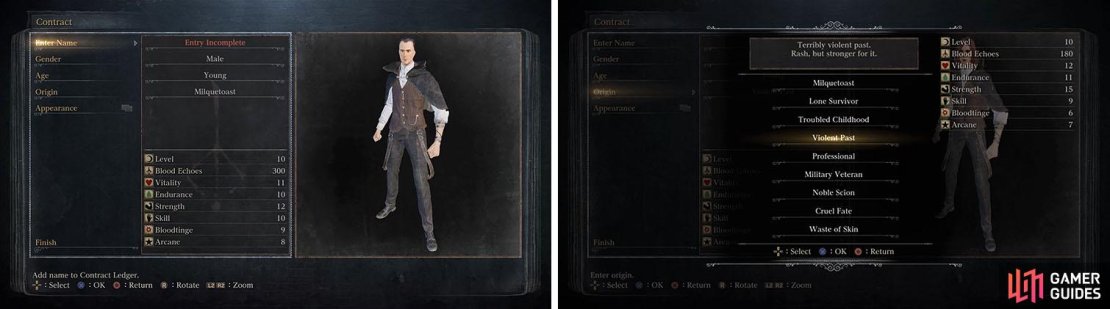 After choosing your appearance you&rsquo;ll want to pick an Origin for starting stats.