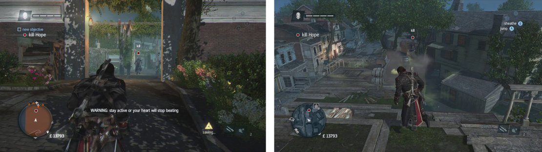 You&rsquo;ll need to chase down and kill the target (left). Avoid the poison gas clouds as you go (right).