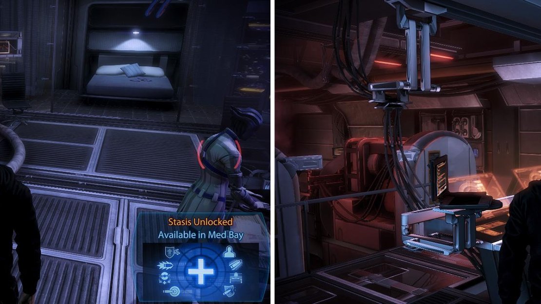 Speaking to Garrus unlocks his Proximity Mine skill provided you’ve diligently spoken to him between missions (right) as well as Liara’s Stasis skill (left).