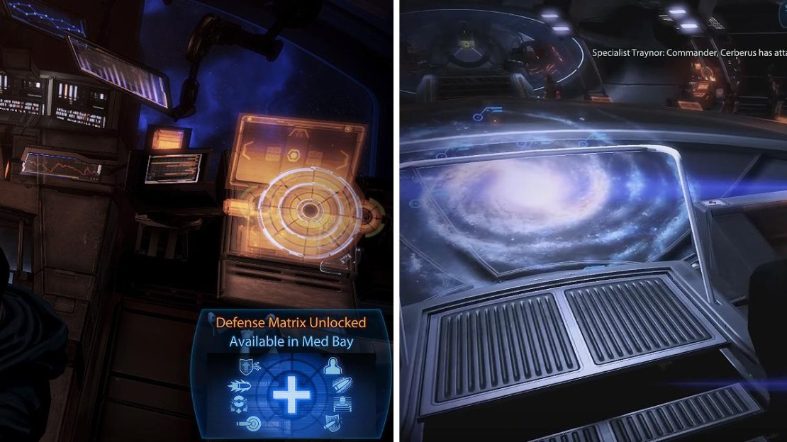 EDI’s Defense Matrix skill (left) can be unlocked and you can also visit Traynor for another N7 mission (right).