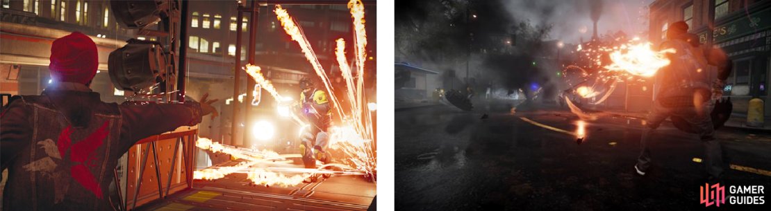 Smoke&rsquo;s Sulfur Bomb on the left and Cinder Missile on the right.