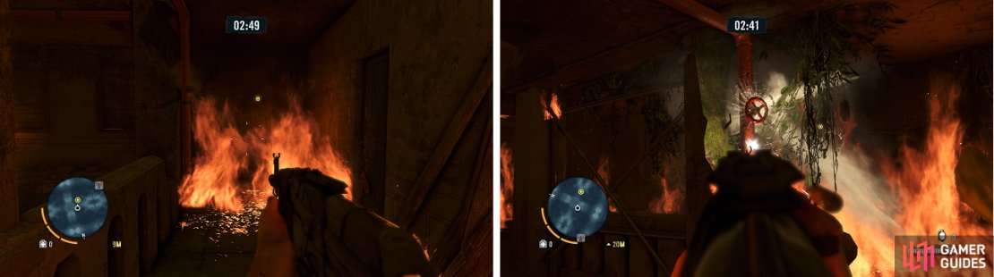 On the way to rescue Liza, you&rsquo;ll have to shoot pipes to put out fires that&rsquo;s blocking your way.