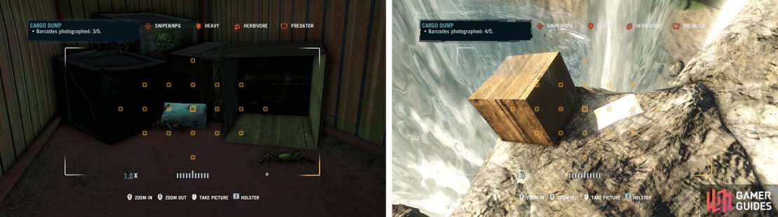 The locations of the third (left) and fifth packages (right).