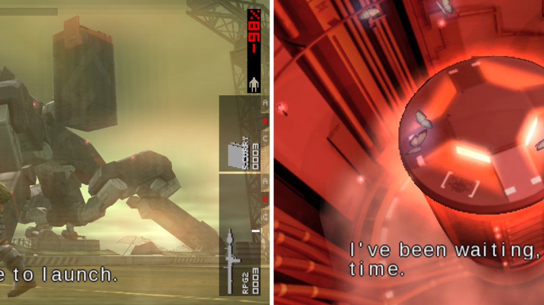 Chasing Peace Walker to interrumpt the launch! (left picture). Removing the boards from inside the AI Pod, only a bit different. (right picture)