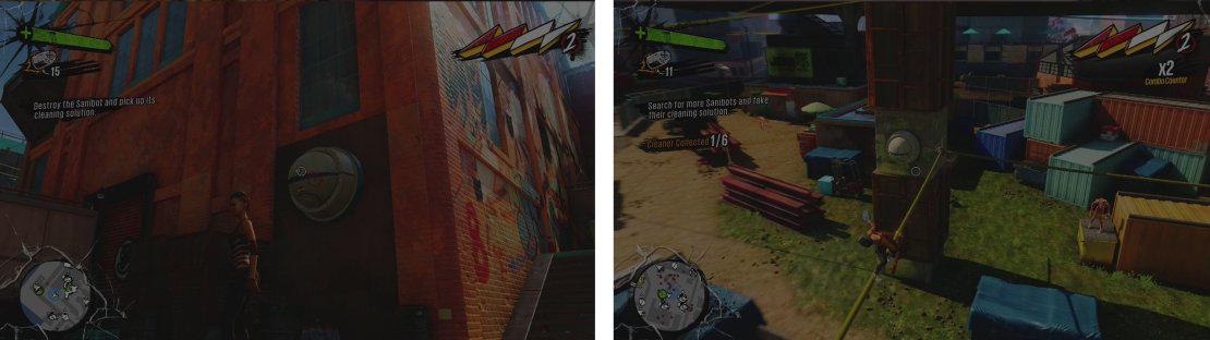 The first Sanibot is at the Brewery (left). The second is in the construction yard (right).