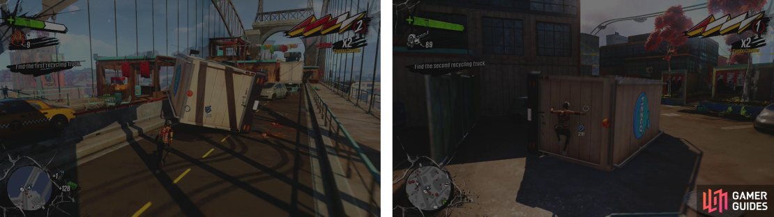 The first truck is located on the bridge near the mission start (left). The second is in a car park near the Oxford&rsquo;s base (right).