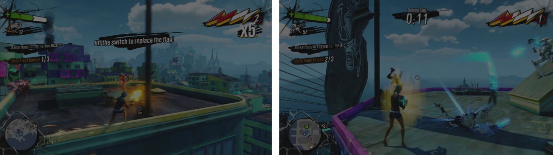 You&rsquo;ll find the remaining two flags on rooftops in the East area (left) and Southwest area (right).