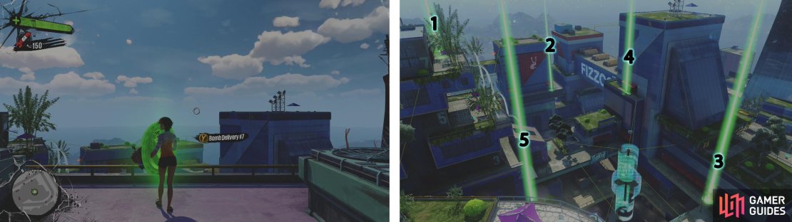 You can begin the challenge here (left). Here is our suggested route through the checkpoints (right).