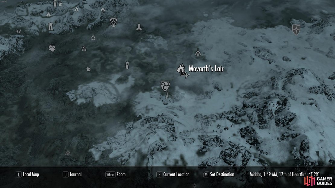 Movarth&rsquo;s Lair is found northeast of Morthal. 