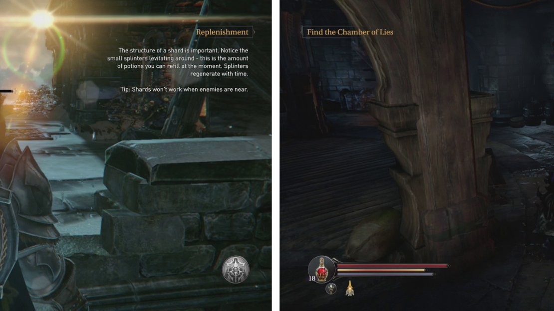 Once you have killed the Spider in the Southern Watchtower (left). Talk with the Monk inside (right).