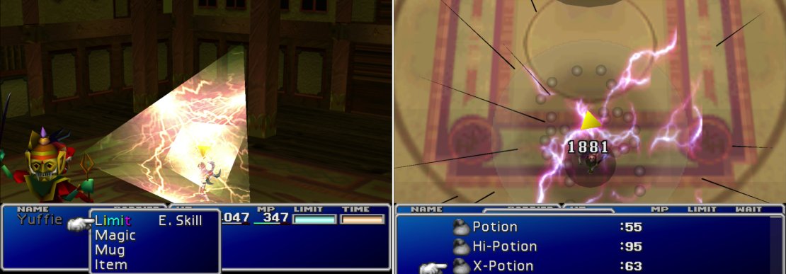 Godo is one of the few - and if you’re following this guide, the last - foes in the game with the “Trine” Enemy Skill. Learn it from him on your new Enemy Skill Materia (left). Otherwise his most powerful attack is “Demi3”, which will drop the target to 1/4 of their current HP (right).