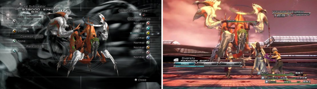 Hope begins the battle alone, but after his health is reduced to 1 HP or a certain amount of time has passed, Lightning and Fang join the party and then the proper battle begins.