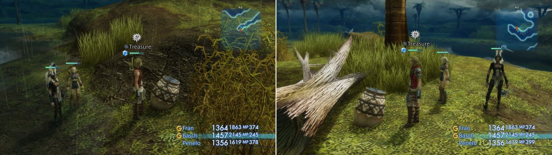 The weather isn&rsquo;t the only thing that has changed in the Giza Plains, new treasures like the Slasher (left) and Iron Pole (right) can be obtained.