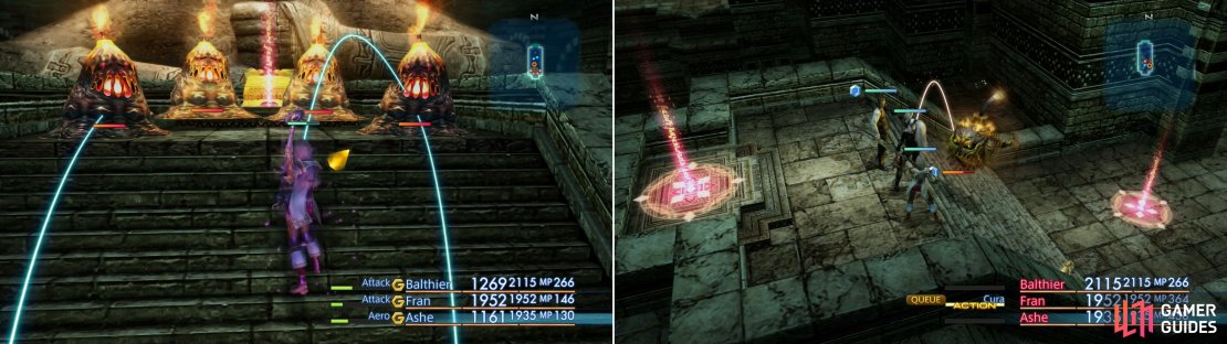 Get past the traps and you&rsquo;ll be met by a host of Oilings (left). In addition, the Matriarch Bomb has a chance to spawn in this area, as well (right).