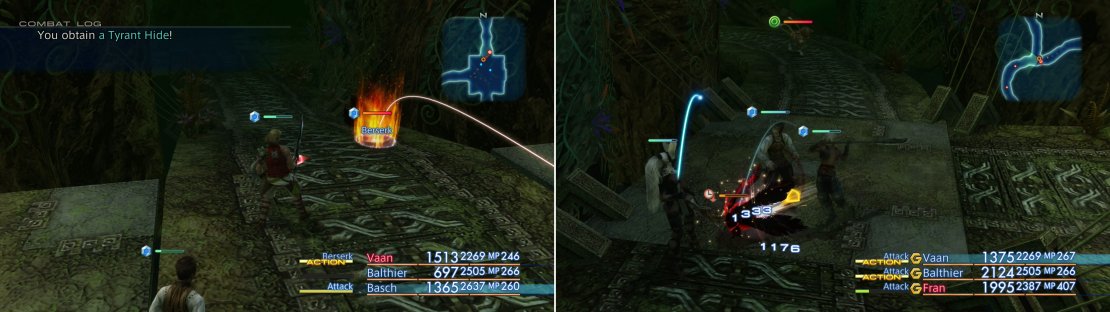 Inflict Berserk on the Vorpal Bunny to prevent it from running away (left) after which it shouldn’t be much trouble to put down (right).