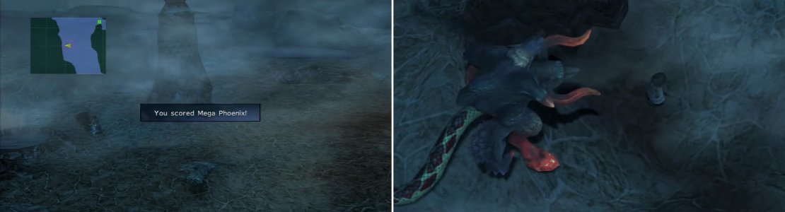 Don&rsquo;t forget to scour the area for chests (left). You will fight Rhygos (right) at each tower for this mission.