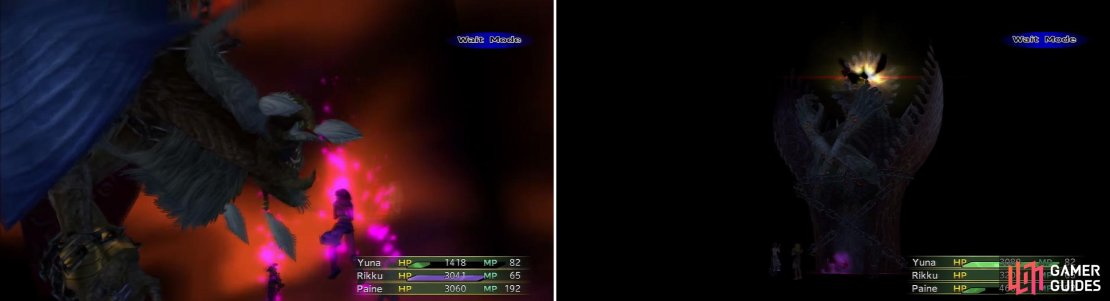 Anima sometimes uses Oblivion (left) very quickly into the fight. It&rsquo;s not insanely powerful with enough protection though. Pain (right) can be more of a problem.
