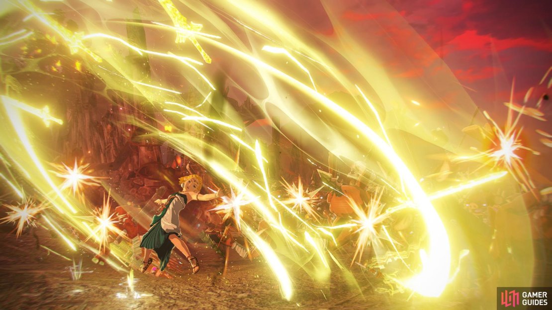 Zelda can attack with a Bow of Light, among other moves.