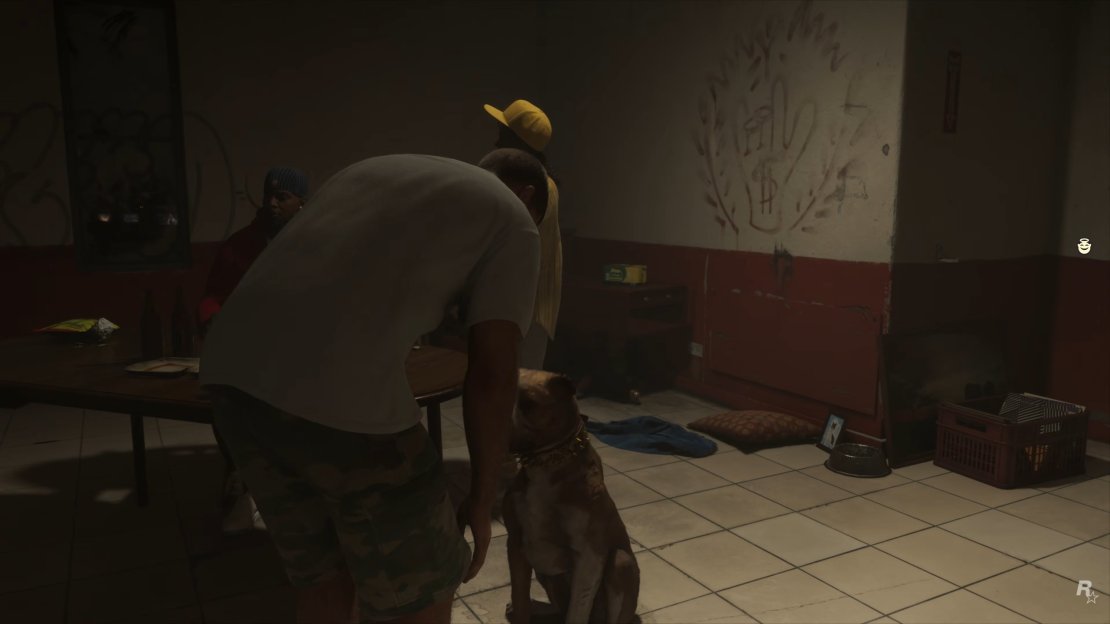 Yes, you can pet the dog, and there seems to be a morality system in the game.