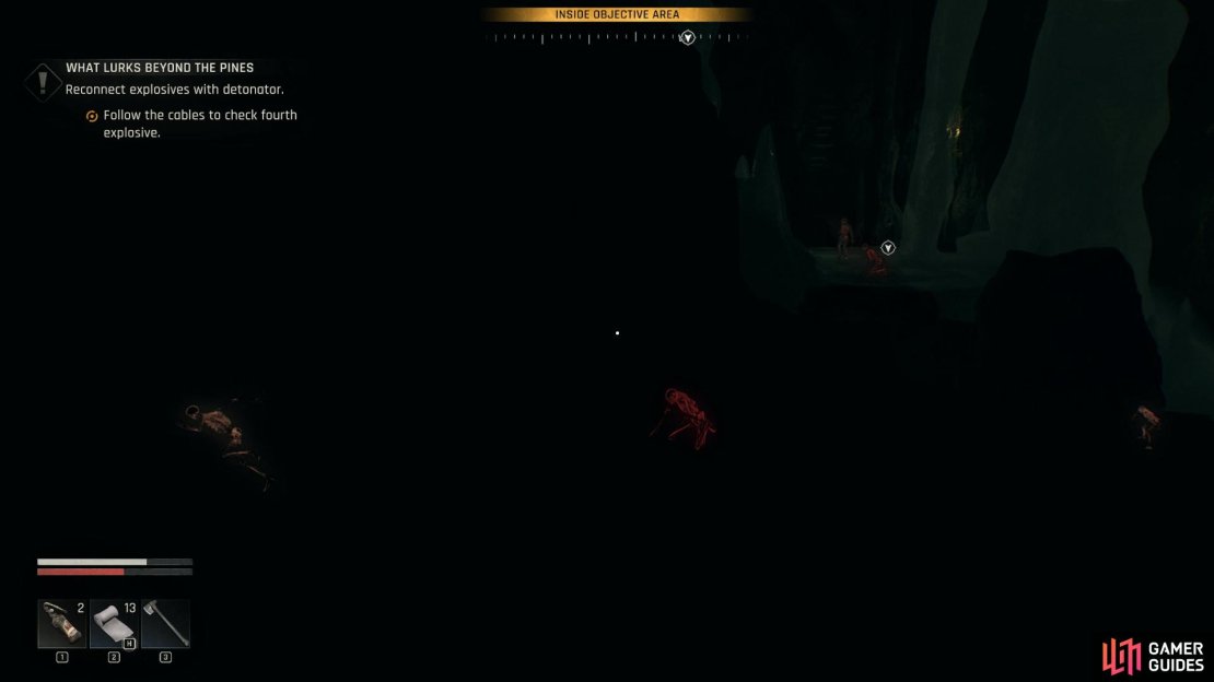 A dark cave with screamers, volatiles and virals. It is rather tense with the darkness. Image via Gamer Guides / Techland.