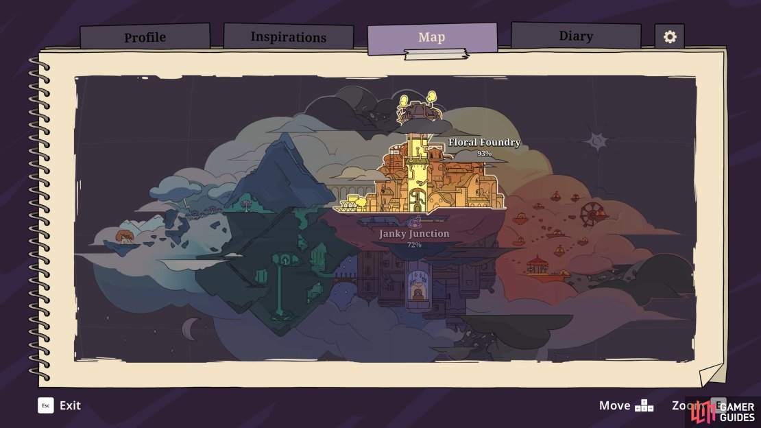 A mid-game item displays your completion percentage on the map. The road to 100% is a journey worth taking.